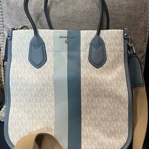Michael Kors Blue and Cream Women's Bag
